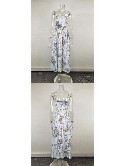 European-American Women's Retro Elegant French Style Spaghetti Strap Dress