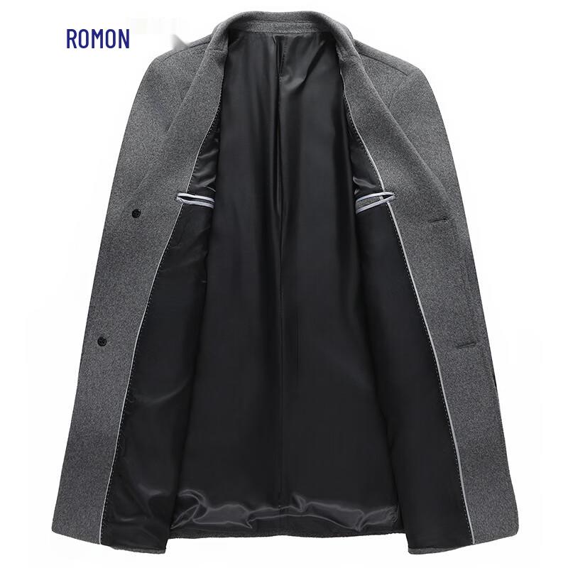 Romon Men's Mid-Length Wool Blend Overcoat