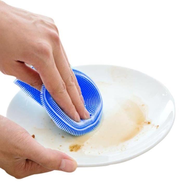 Éponge en Silicone Brosse Anti-bactérien Nettoyeur de Cuisine pour Vaisselle à laver Nettoyage