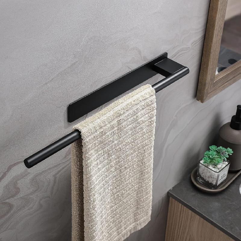 Bathroom Towel Racks No Drill Double Adhesive Towel Bar Stainless Steel Black 39 CM Towel Rack for Bathroom and Kitchen