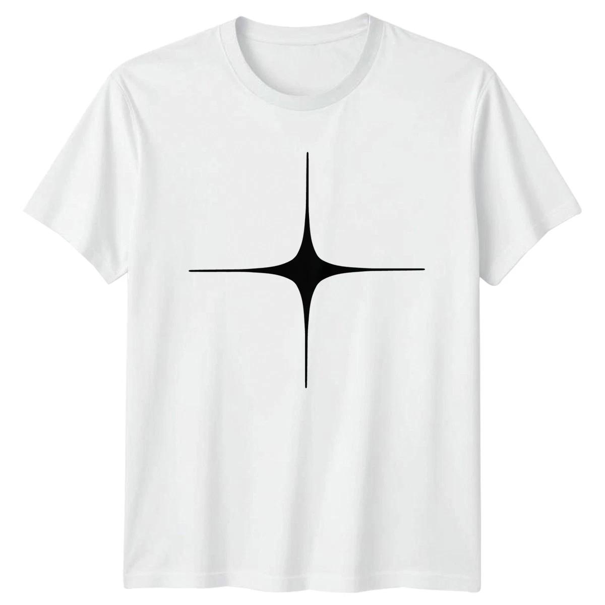 Minimalist Black Abstract Four Point T-Shirt Star Graphic Abstract Birthday Gift S