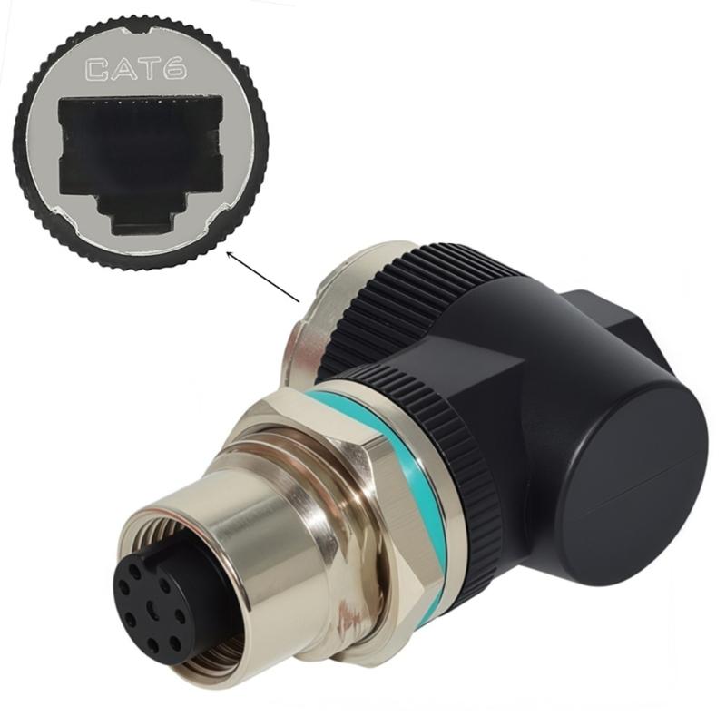 Industrial Ethernet Adapter 12mm 8Pin/4Pin to RJ45 Connectors Adapter Cat6 High Speed 10Gbps IP68 Waterproof Design