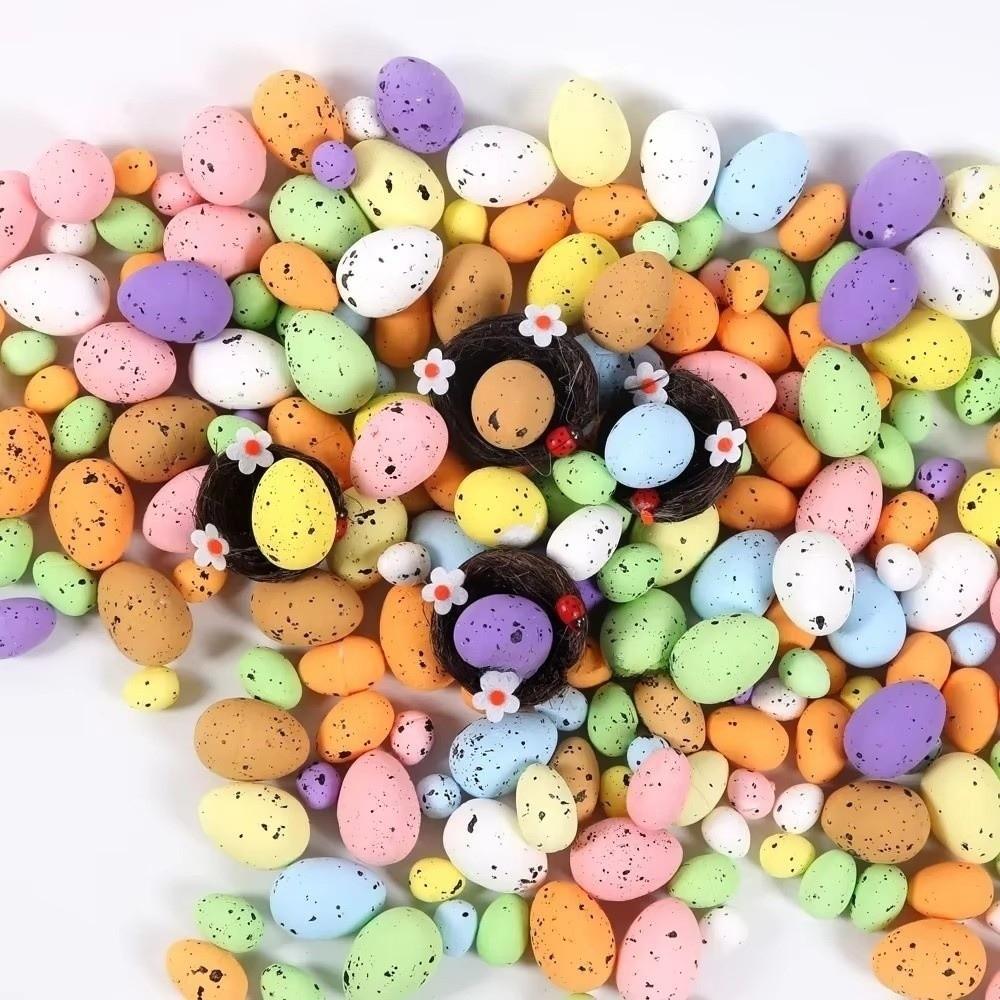 50/100Pcs Colorful Fake Foam Eggs Speckled Multi Size Colorful Foam Eggs  Party Supplies