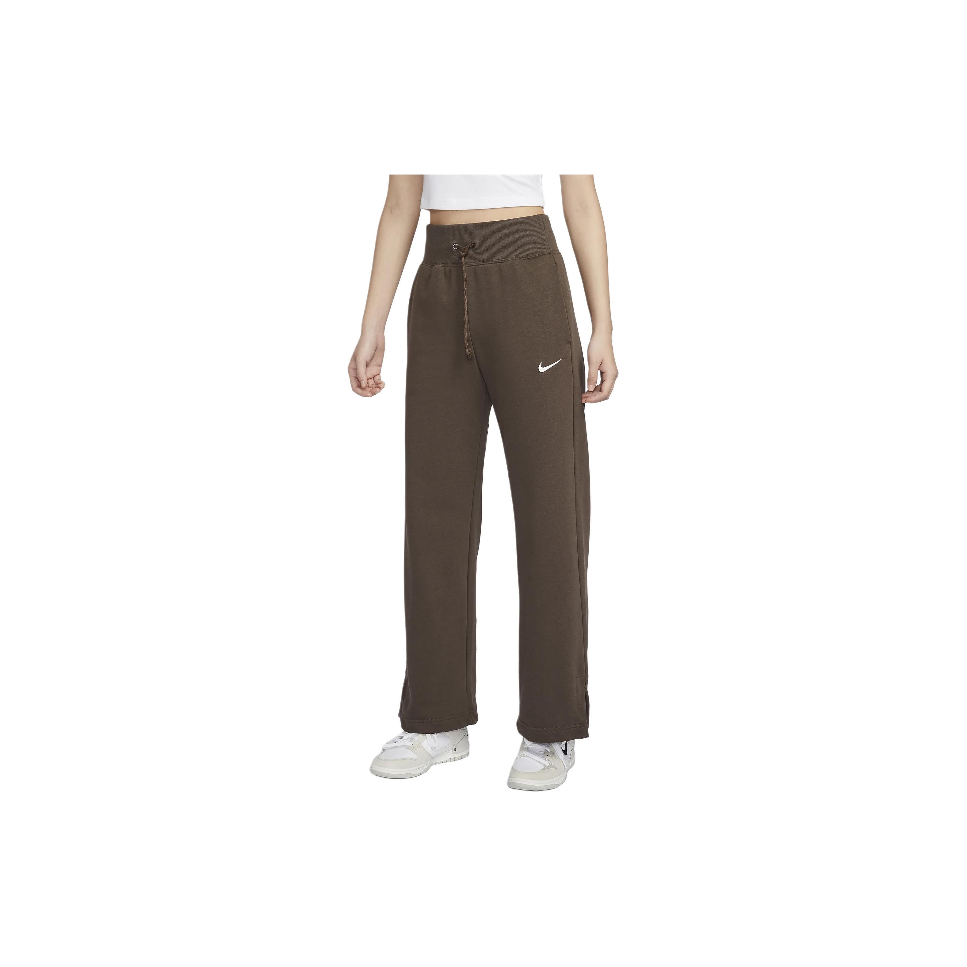 

Nike Solid Color High Waist Casual Drawstring Wide Leg Knit Sports Pants Women Pants Brown FZ7208-237 S