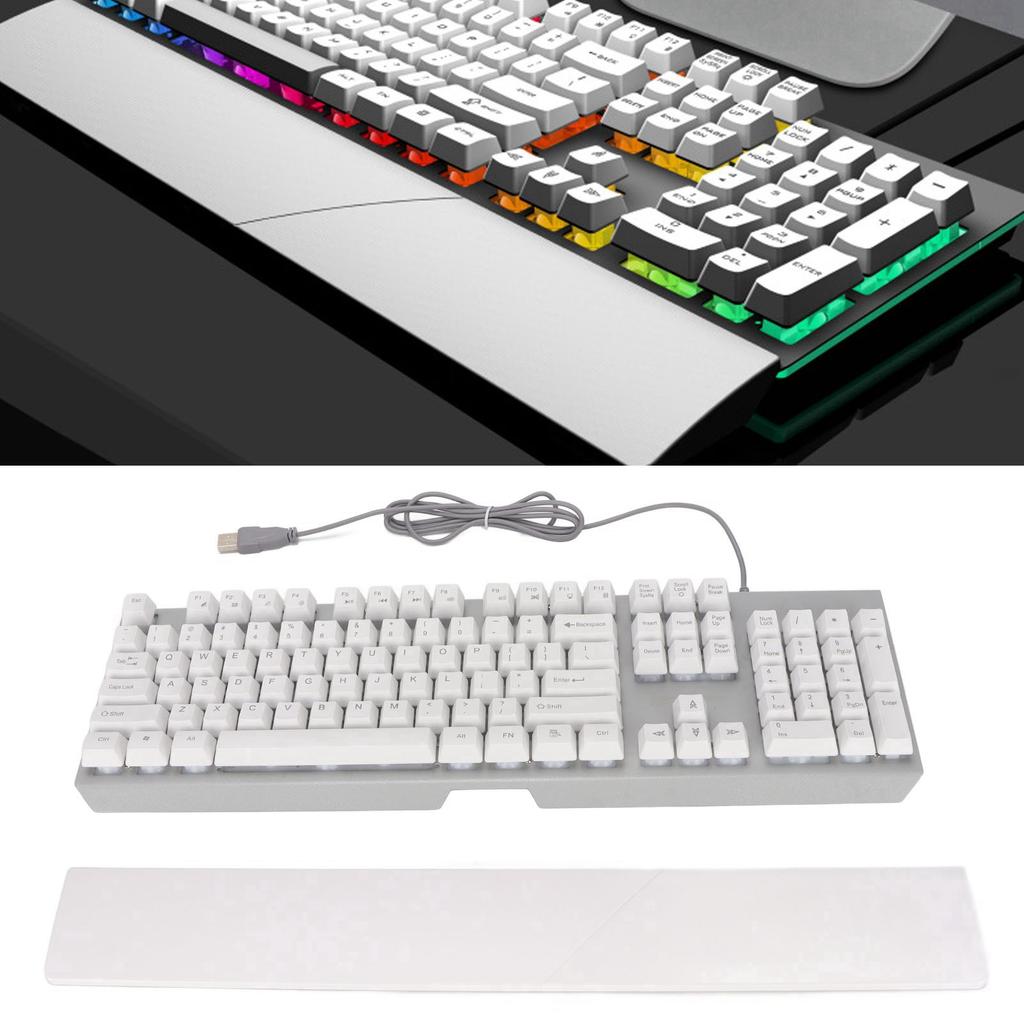 RGB Wired Keyboard with Wrist Rest 104 Keys Clr Characters Good Resilience Mechanical Feel Keyboard for   Gaming