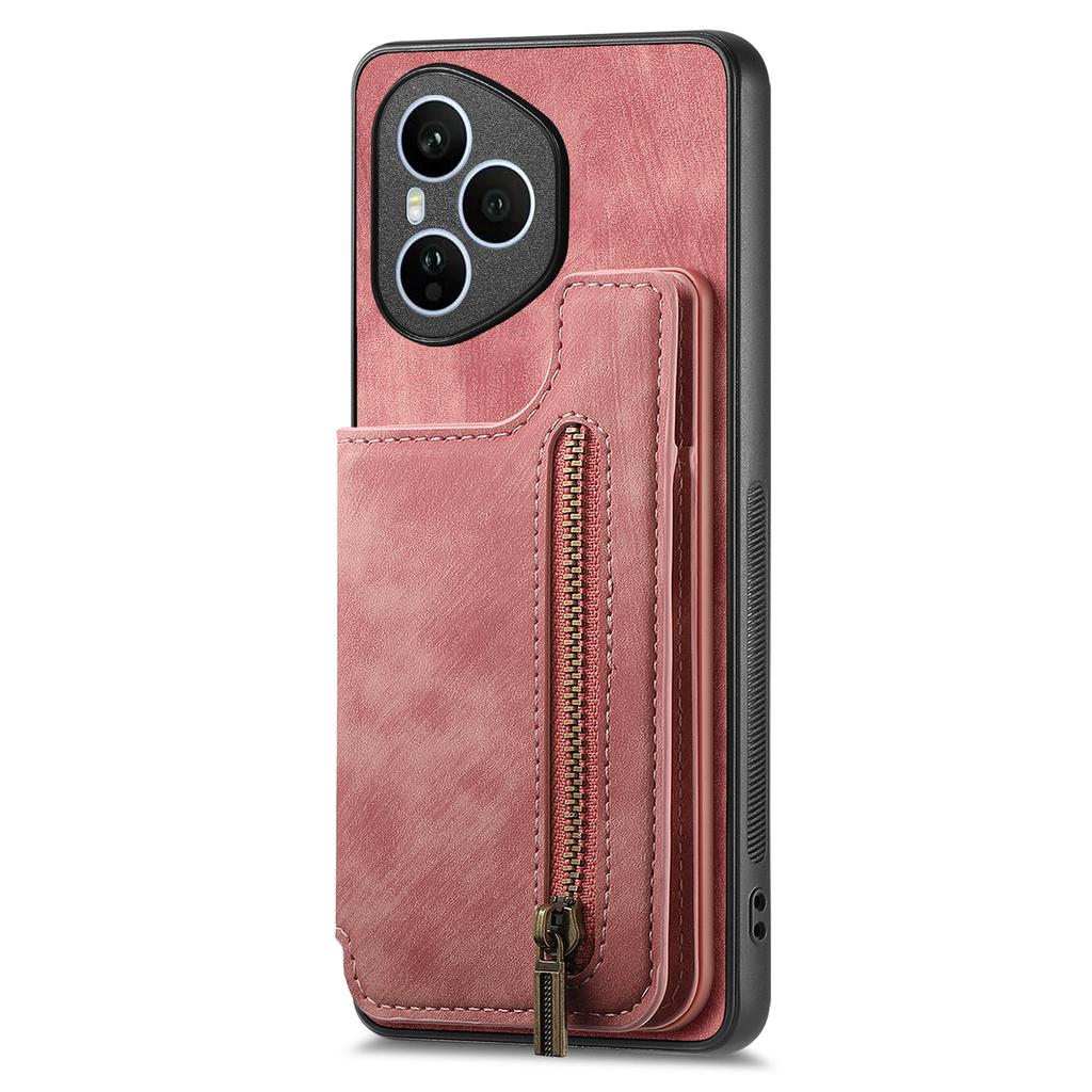 Dla Honor 400 Pro 5G (Światowy) Etui z zamkiem błyskawicznym, uchwyt na karty, retro skórzane etui na telefon z TPU