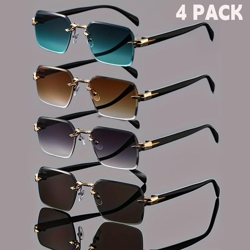 

4pcs Rectangular Frameless Gradient Lenses Men s and Women s Sunglasses - Multiple Colors - Fashionable