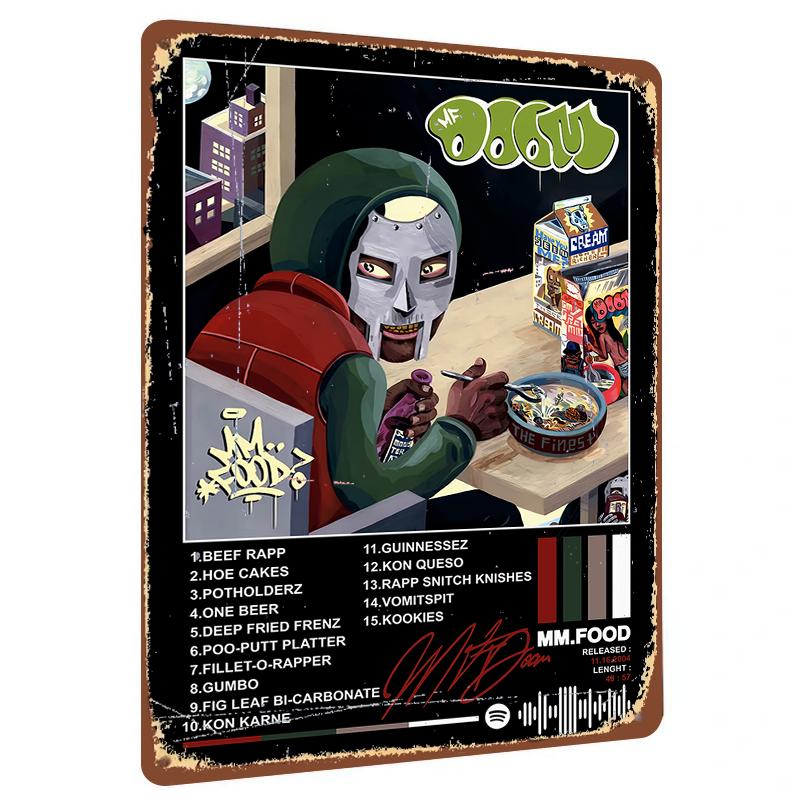 

MF DOOM MMFOOD Album Cover Custom Metal Tin Sign Vintage Hip Hop Music Decor Wall Art 20x30cm（7.8x11.8inch）