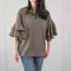 Summer New Double-layer Lotus Leaf Sleeve Crew Neck Shirt Women's Casual Loose Top Women's