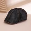 New Workwear Retro Washed Hexagonal Leather Brim Front Cap, Trendy and Fashionable British Style, Versatile Baseball Cap