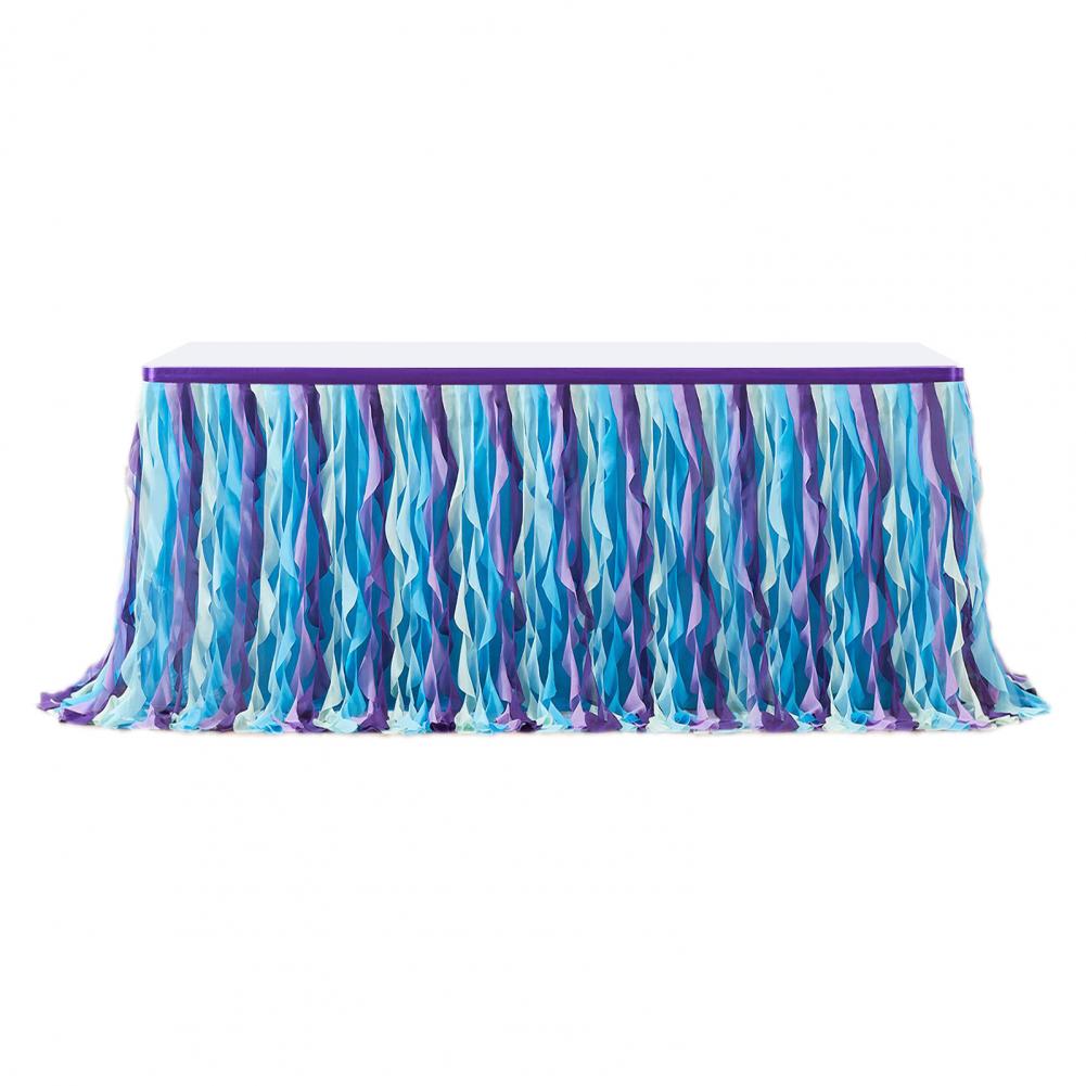 Curly Willow Table Skirt for Rectangle Round Tables 6ft Ruffle Table Cloth Reusable Table Skirt for Party Wedding