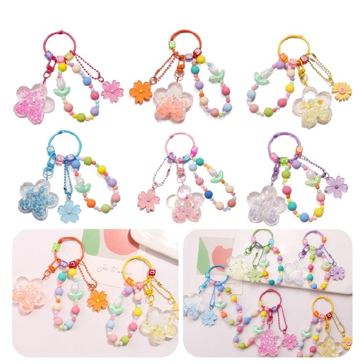 Cherry Blossoms Quicksand Keyring Women Girls DIY Bag Earphone Cover Pendants