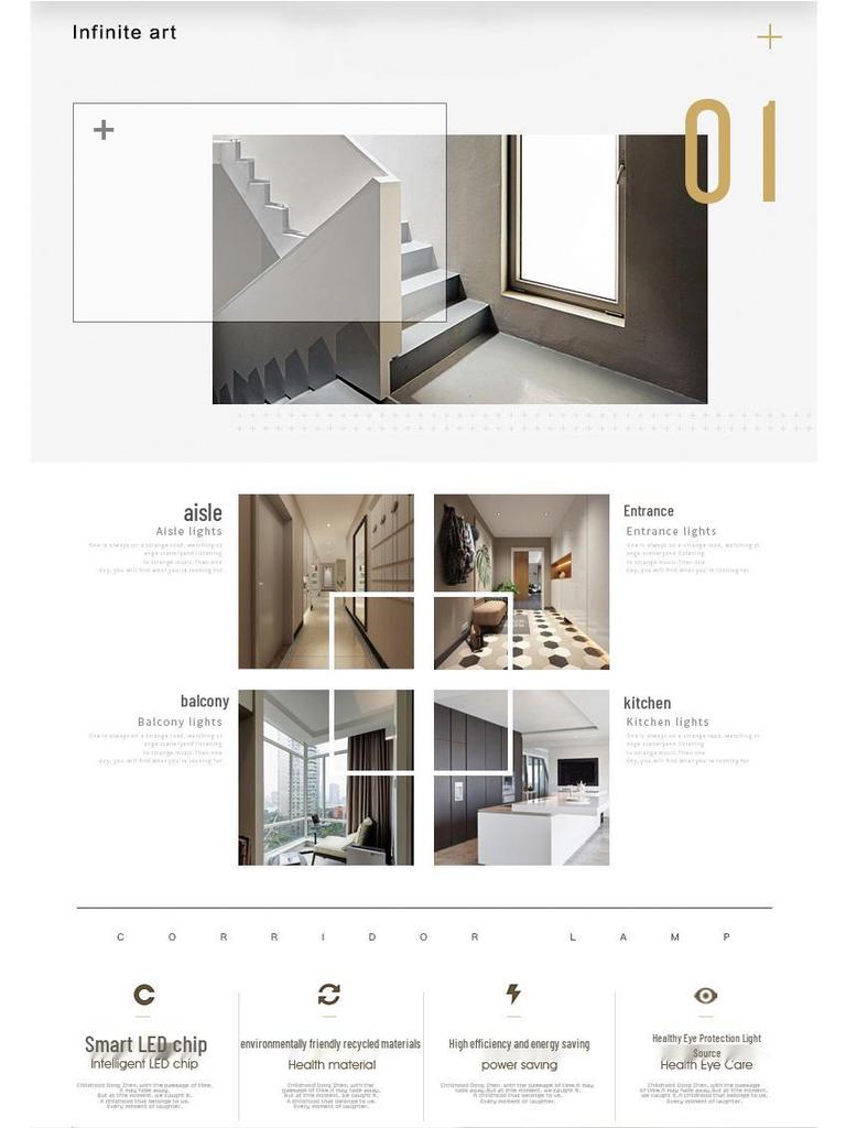 LED Minimalist Modern Aisle, Entrance, Walk-in Closet, and Balcony Dimmable Light