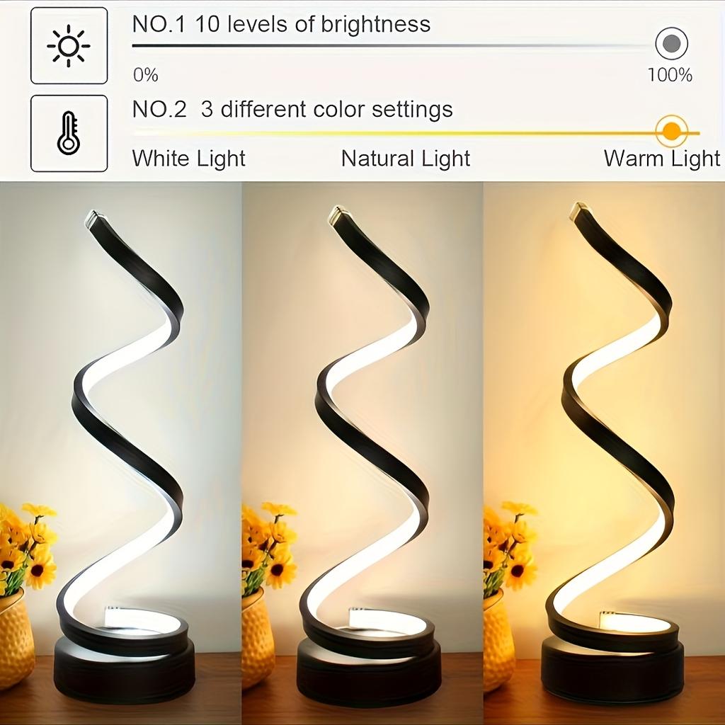 1 Stück Bürotischlampen - 3-Kanal Dimmbare Touch-Lampe USB C Ladeanschluss, Moderne Minimalistische Dimmbare Spiral-Tischlampe, Inklusive LED-Lampen
