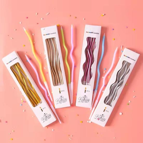 12 Pcs Spiral Candles Inflammable Threaded for Party