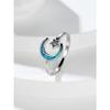 European and American Light Luxury Fashion Crescent Moon Star Blue and White Diamond Womens Versatile Ring