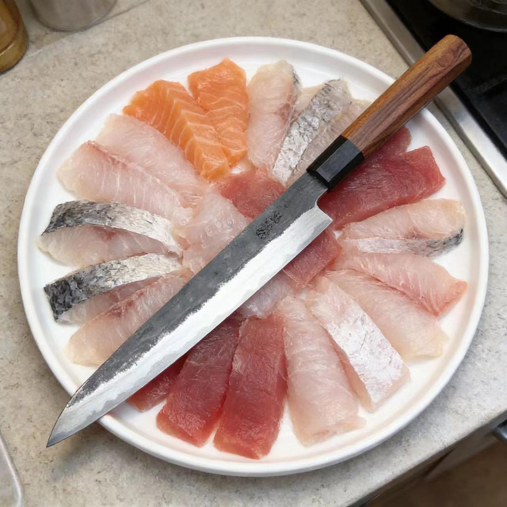 8.3 Inch Sashimi Knife Double-edged Blade T12A High-carbon Steel Core Slicing Chef Cleaver Handmade Kitchen Knife Customizable