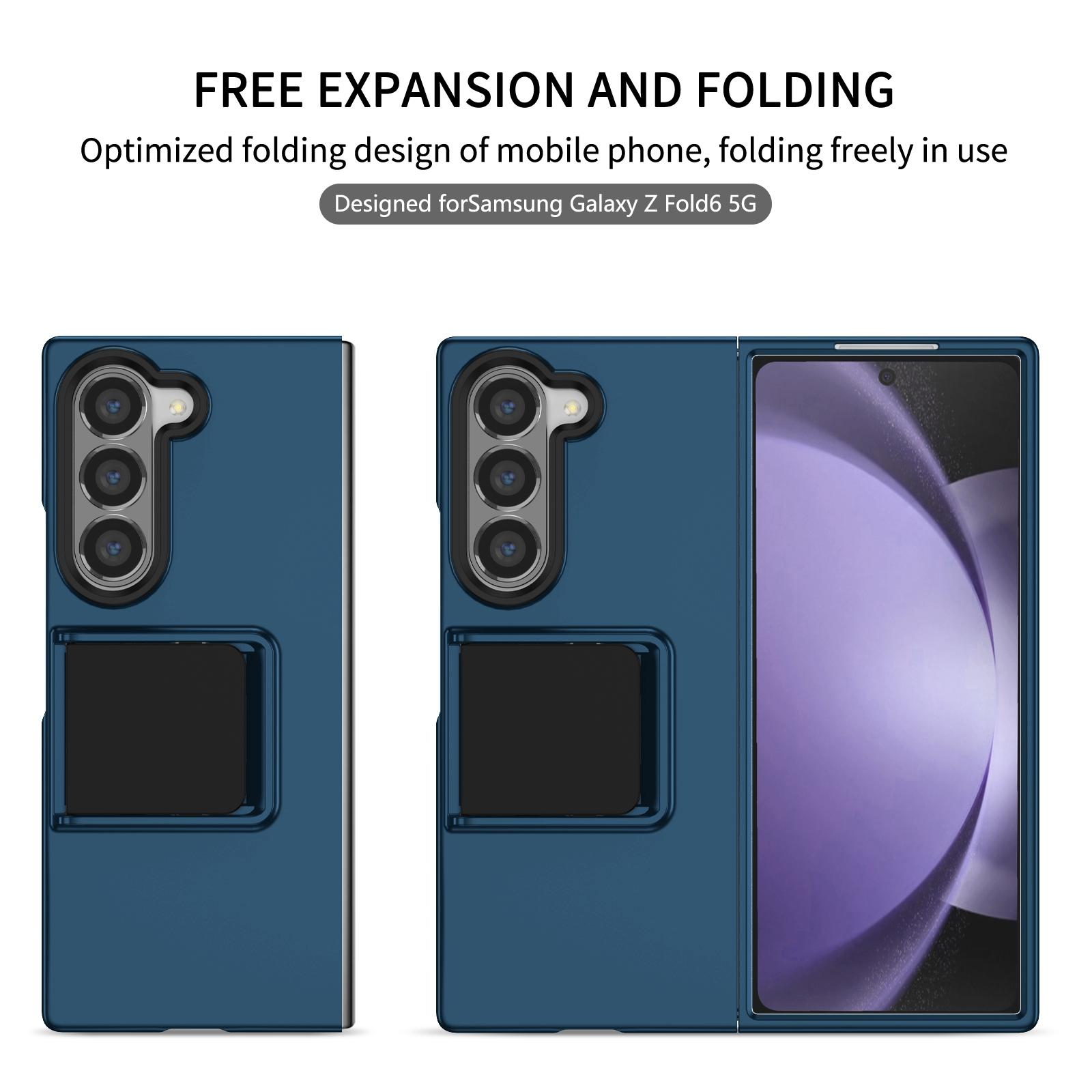 

For Samsung Galaxy Z Fold6 5G Case Hidden Kickstand Hard PC Phone Cover Blue
