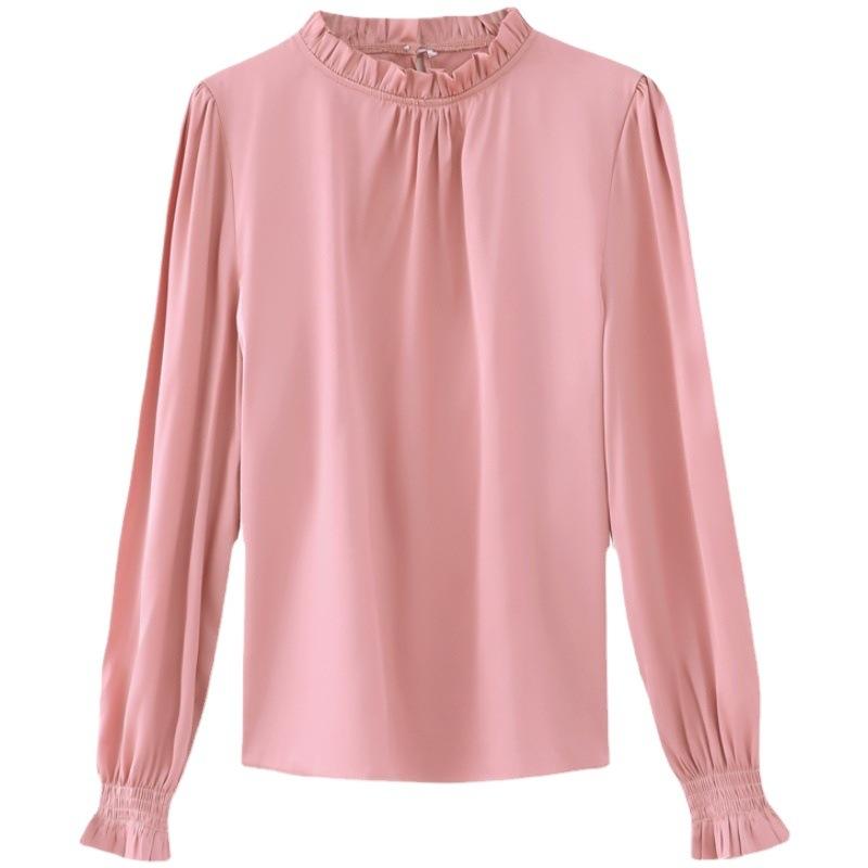 Dámská podzimní košile First-line Cut Label Košile z morušového hedvábí Košile Dámský temperament Hedvábný top