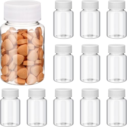 

Lurrose Small Mini Bottles, 80ml Sample Bottles, 12-Piece Set with Lids, Airtight PET Plastic, Clear, Small Item Organizer, Cosmetic Storage, Refillab