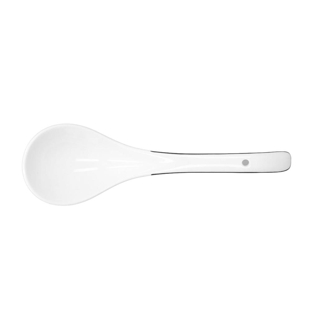 Large Porcelain Spoon White Multipurpose Long Handle Ceramic Porridge Spoon for Home Restaurant