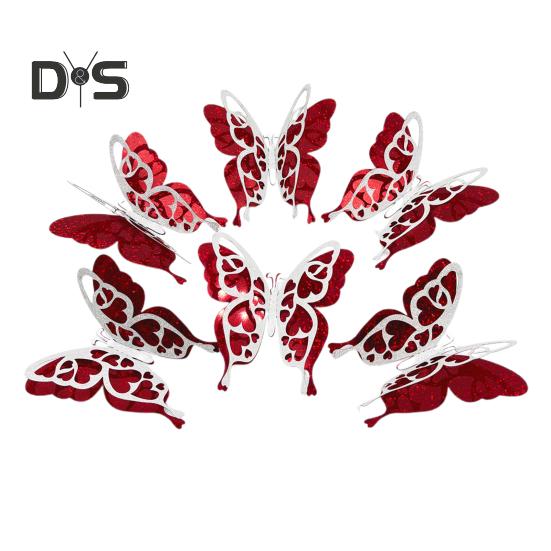 

6 шт./компл. 3D-наклейка на стену в виде бабочки, съемная клейкая двухслойная настенная наклейка в виде бабочки, декоративная наклейка для дома, офиса, гостиной, вечеринки ко Дню святого Валентина C