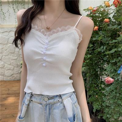 Korean Style Knitted Camisole Vest For Women Summer Outer Wear Design Sense Niche Lace Base Layer Sexy Top