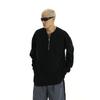 American Retro Fashion Brand Sweater Men's Fall and Winter New Arrival Loose Inner Wear Half Zipper Waffle Long Sleeves T-shirt Bottoming Shirt