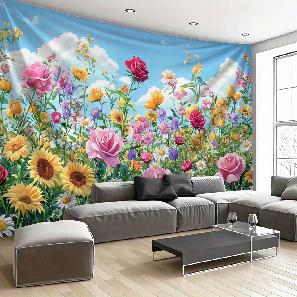 blooming garden scene Digital printing polyester wall tapestry suitable for use in living rooms bedrooms offices bars party