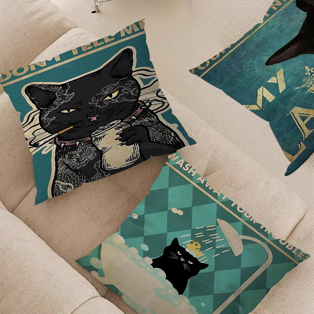 Black Cats Cushion Cover Decorative Pillow Sofa Home Decor Case Pillow Cases