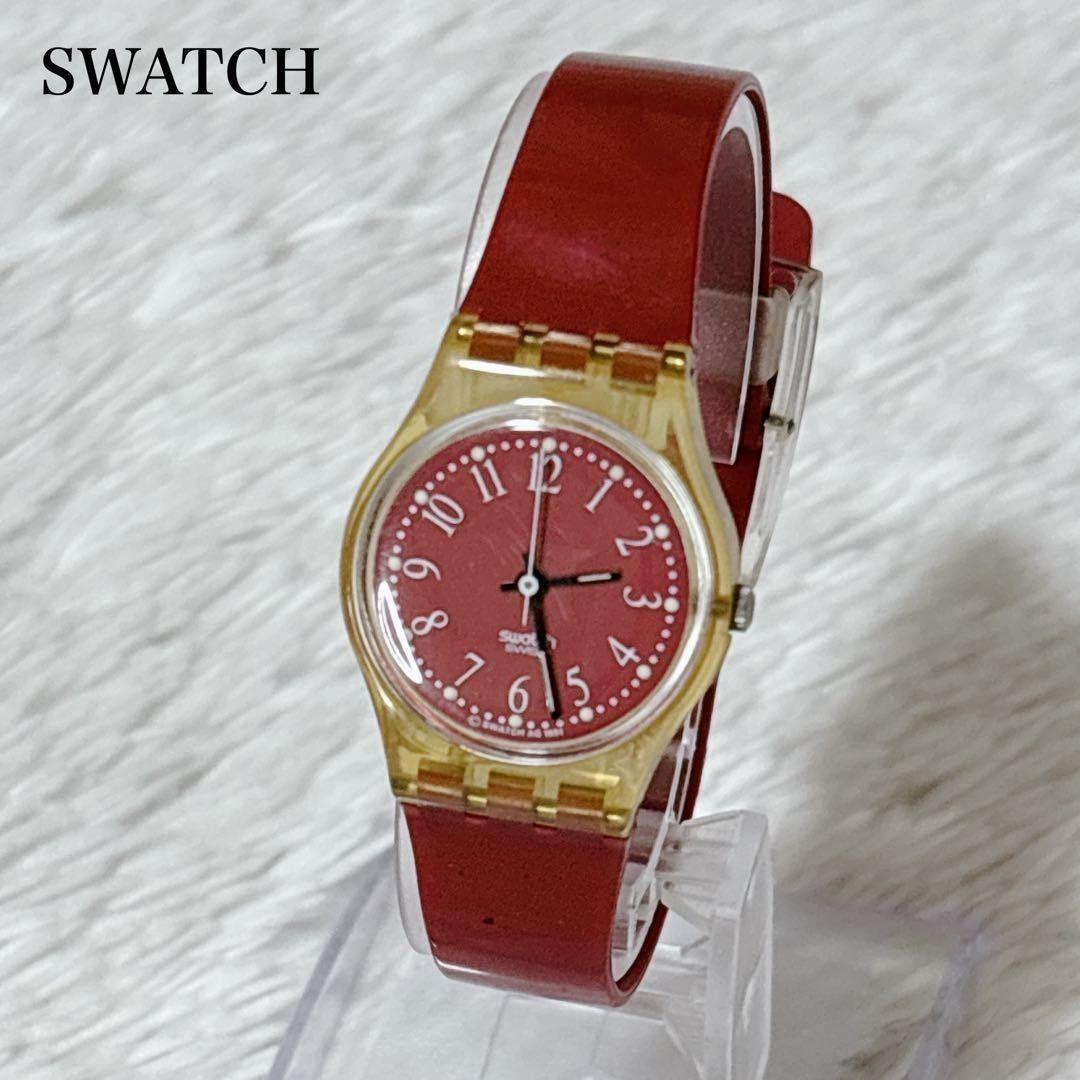 Used SWATCH Swatch 1991 Ladies Watch with Case Battery Replaced Working Item Red Vintage Y2K Quartz