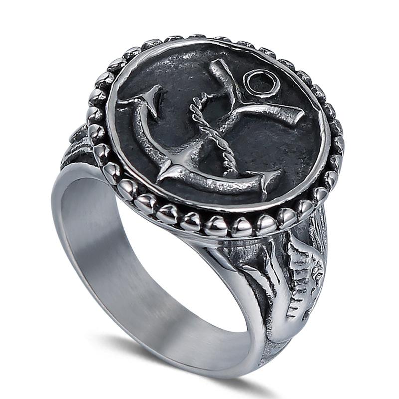 European and American fashion personalized boat anchor titanium steel ring trend vintage ring jewelry 2026 7