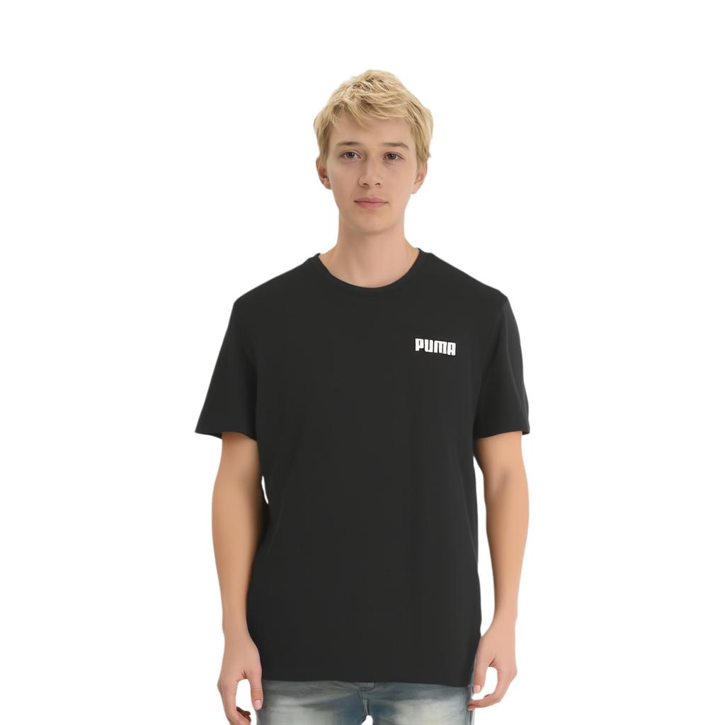 Puma Solid Color Round Neck Pullover Casual Breathable Short Sleeve T-Shirt Unisex Tops Black 845677-01