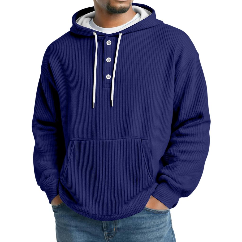 Men's Knit Hooded Sweatshirt Casual Long-Sleeve Sweatshirt