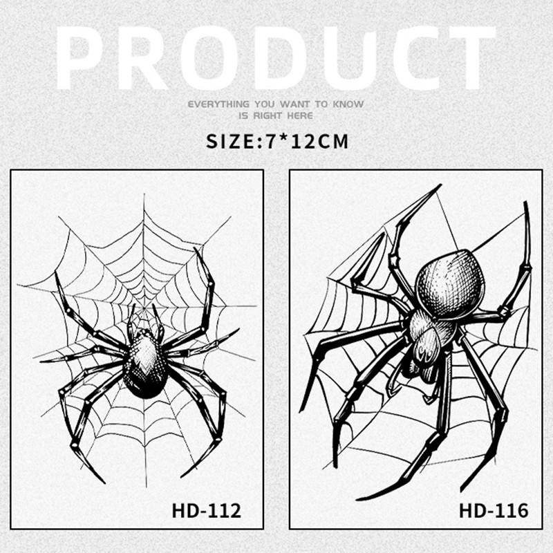 

Временная тату-наклейка Паук, Реалистичный водостойкий дизайн, Полуперманентная, держится 15 дней, Страшная фейковая татуировка на Хэллоуин 7*12cm