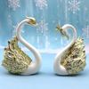2 piezas Mini Figura Cisne Decoración Hogar Estatua Regalo Decoración Interior Coche Escultura Moderna Decoración Tarta Boda Amor
