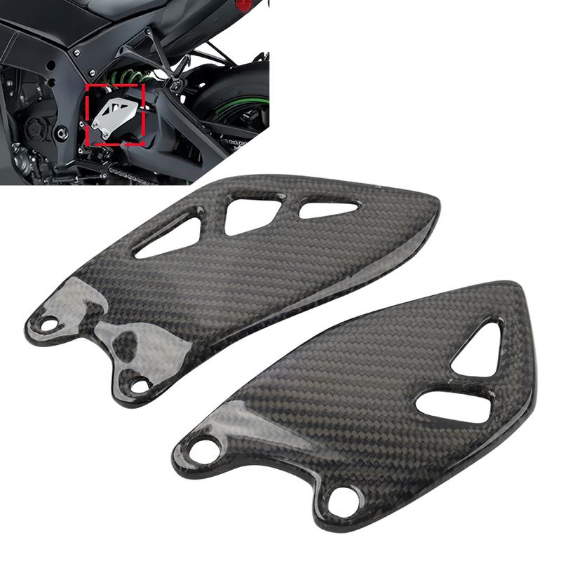 Carbon Fiber Pattern Motorbike Footrest Plate Heel Guard For Kawasaki ZX-10R ZX10R 2015-2024