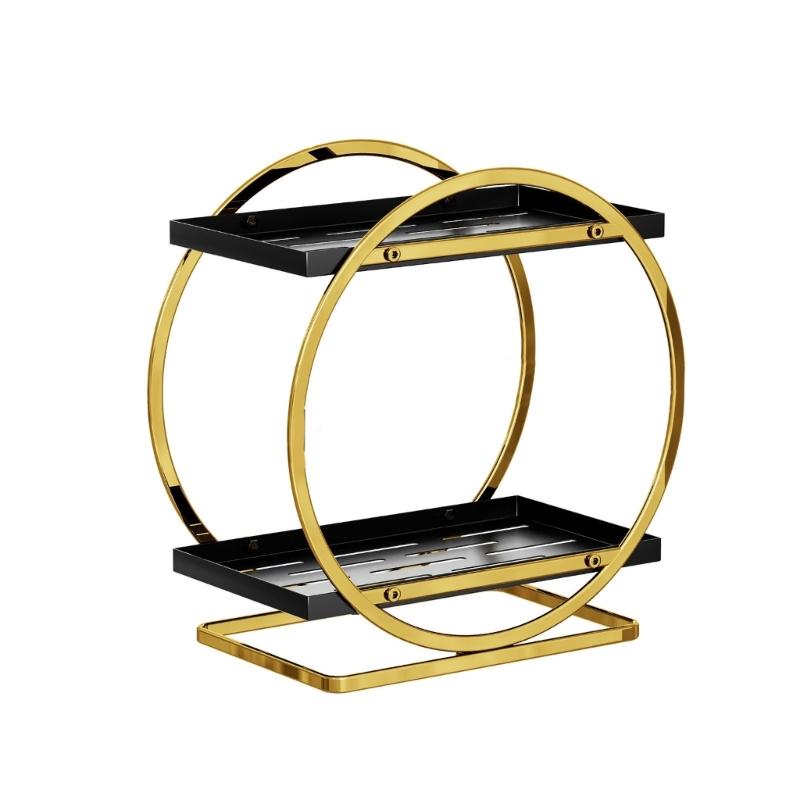 

Versatile Storage Solution Carbon Steel Bathroom Rack Bathroom Countertop Organize Elegant for Makeup & Person Care Item чёрный/золотой