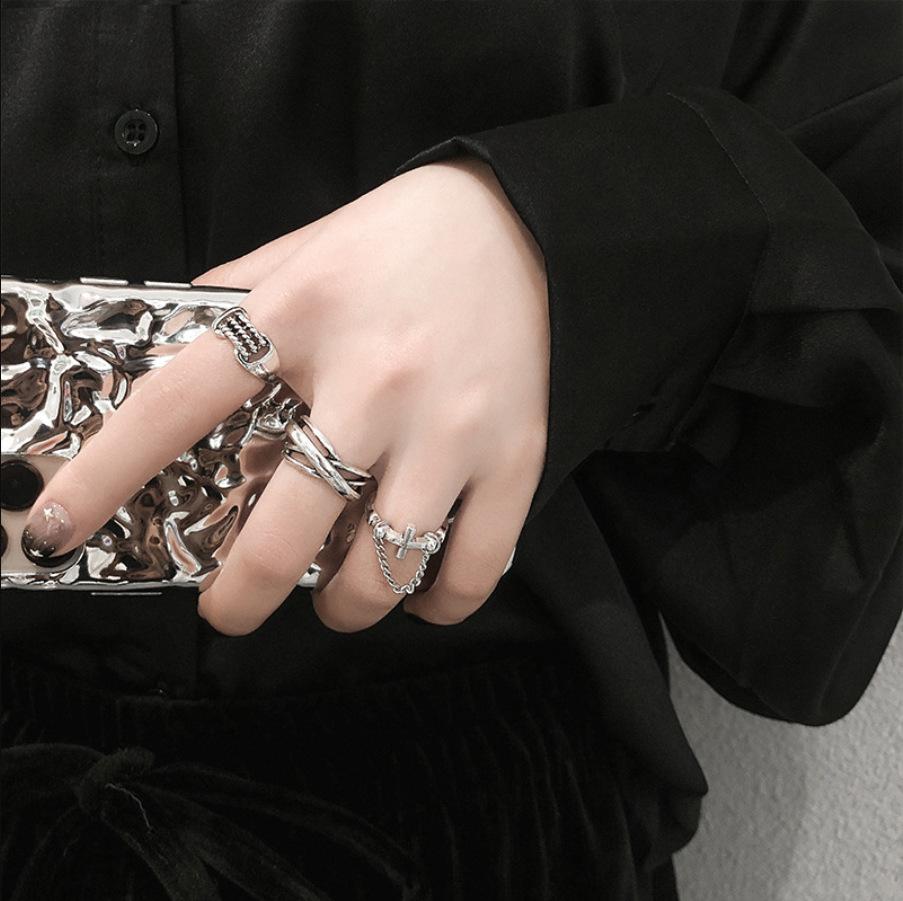 Punk Hip Hop Dark Ring Tide Internet Celebrity Street Dancing Index Finger Ring Personality Jewelry Tail Ring
