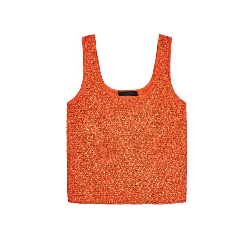 

Sequin Knitting Outwear 9598192 9598092 Wide Shoulder Strap Knitting Tops 9598194 9598093 Orange Tops M