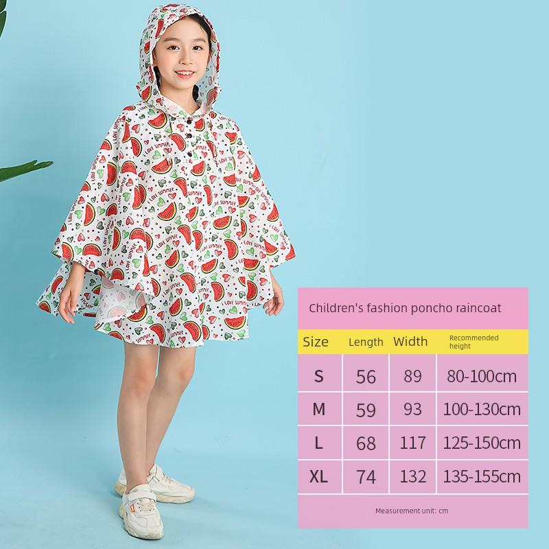 Kids Cape Raincoat Outdoor Walking Children Playing with Water Students Go to School Backpack Waterproof Poncho Multicolor