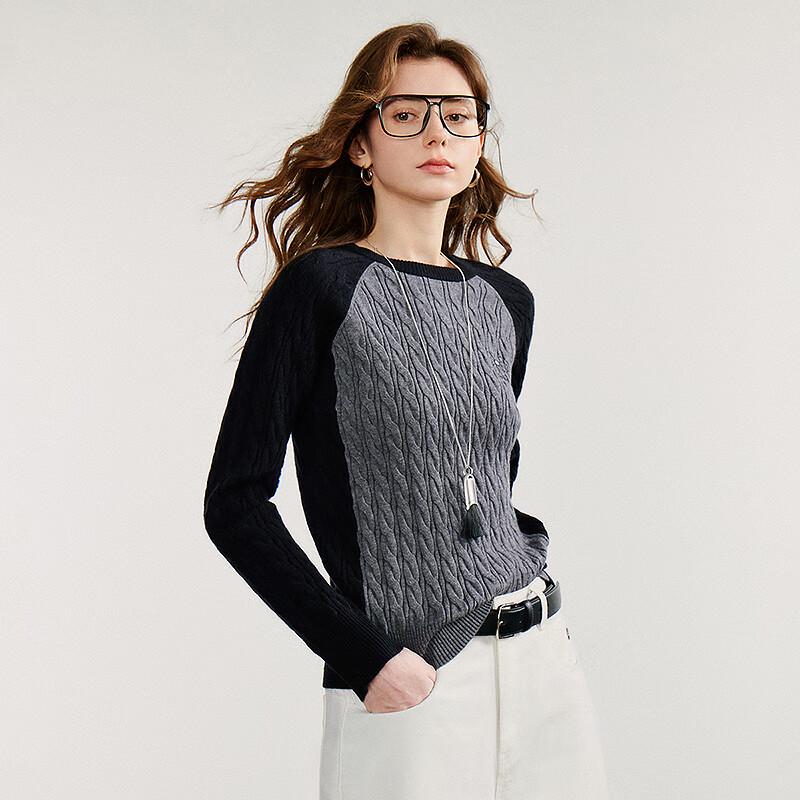 Chuyu Women's Retro Color-Block Knit Top