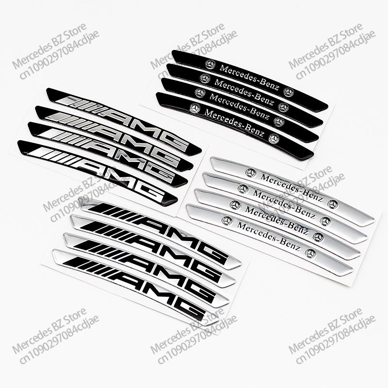 4Pcs Aluminium Car Wheel Hub Styling Stickers Decoration Strip For Mercedes Benz AMG W204 W205 W203 W211 W212 W213 W201 W210