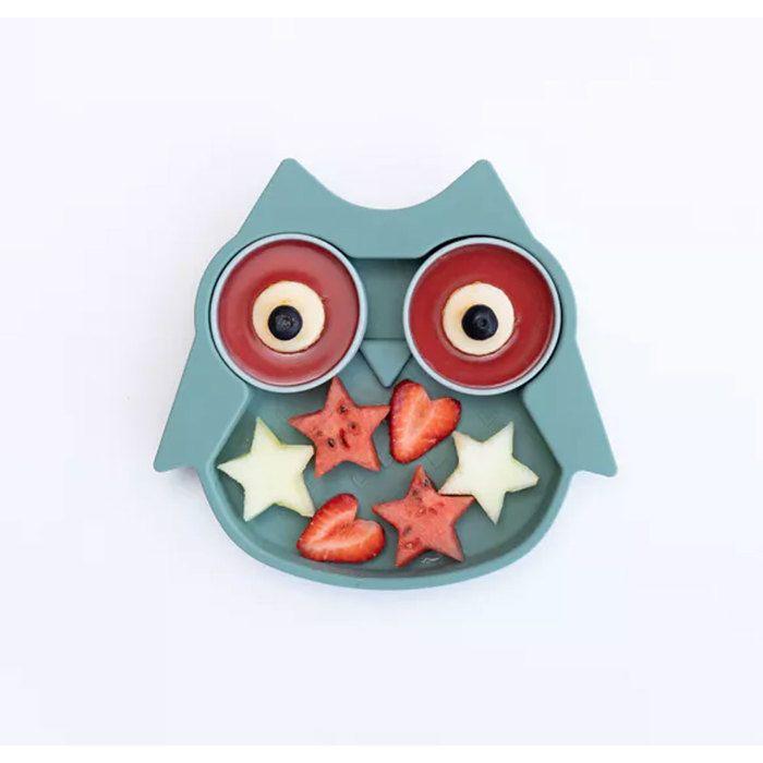 Assiette à compartiments ventousée en silicone hibou - tidy tot