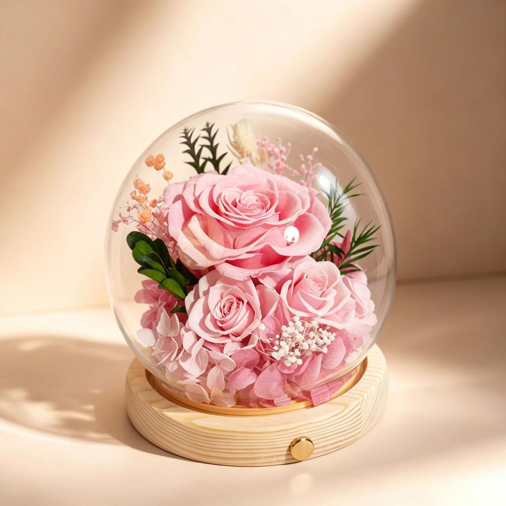Glass Cover Eternal Flower Gift Box Finished Product 110 Qixi Festival Valentine's Day Gift Birthday Enterprise Purchase Can Be DIY