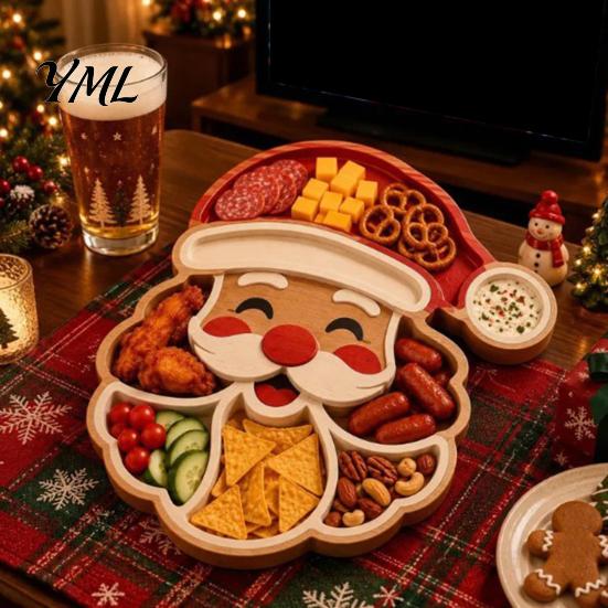 Decorative Tray for Fruit Cheese Christmas Snack Serving Tray, Divided Holiday Appetizer Platter, Cute Snowman/Tree/Penguin/Cow Shaped Table