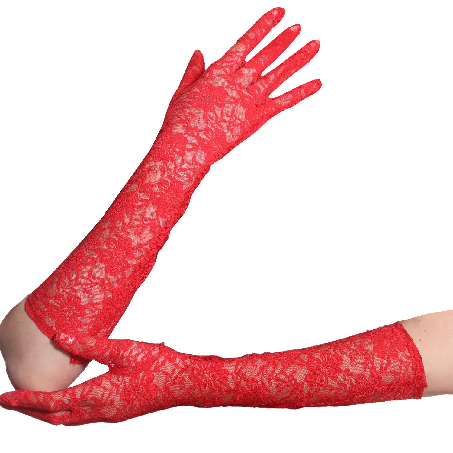 

44cm Women s Chrysanthemum Lace Sun Protection Anti-UV Bridal & Dance Gloves One Size