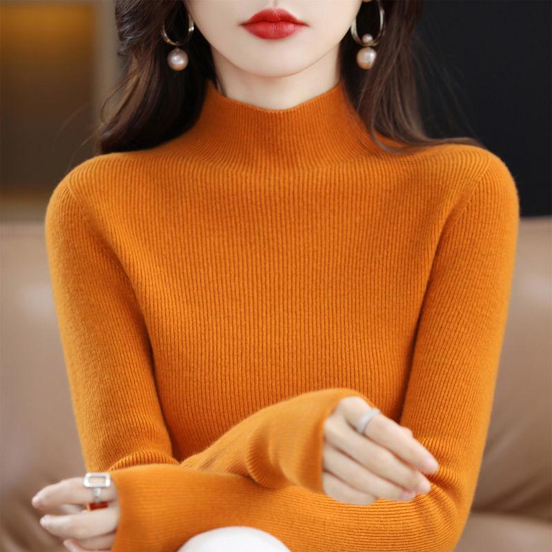 2024 Women's Half-Turtleneck Slim Fit Knitted Sweater - Autumn/Winter Wear