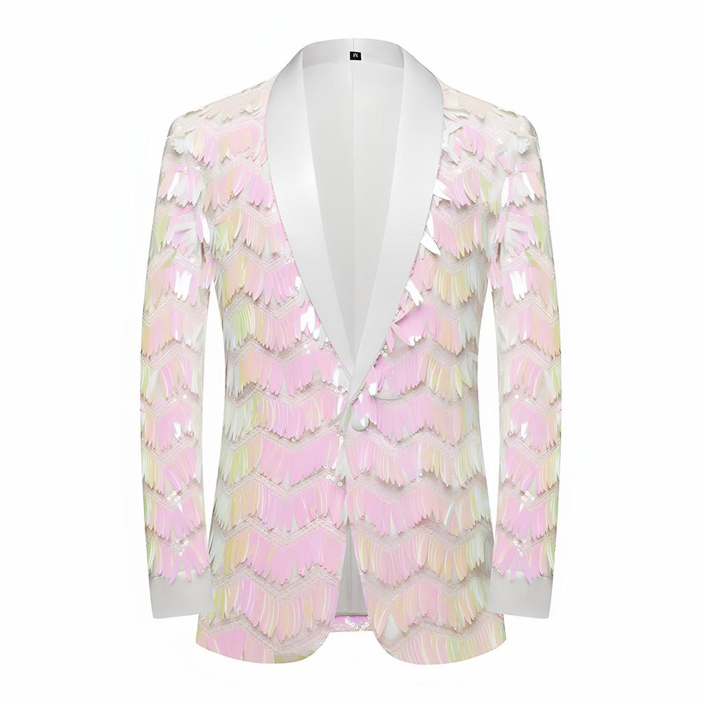 Jachetă de costum cu paiete și ciucuri de lux pentru bărbați, Costum de scenă pentru cântăreț