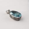 Sky Blue Topaz Gemstone 925 Sterling Silver Jewelry Designer Oval Pendant 1.8" For Birthday Gift PP-71-2